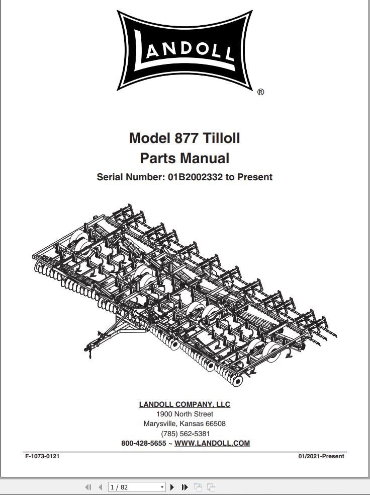 Landoll Tilloll 877 Parts Manual F 1073 0121