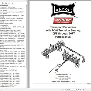 Landoll Transport Pulverizer 10FT Through 20FT Parts Manual F 850 1121