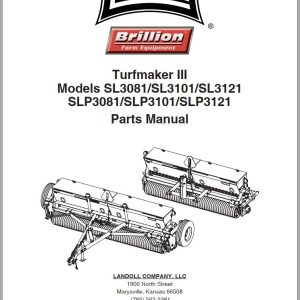 Landoll Turfmaker III SL3081 To SLP3121 Parts Manual 1P123 0522