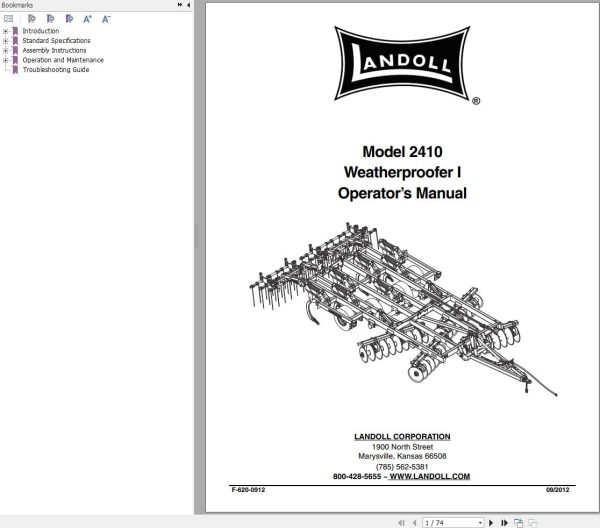 Landoll Weatherproofer I 2410 Operator’s Manual F 620 0912