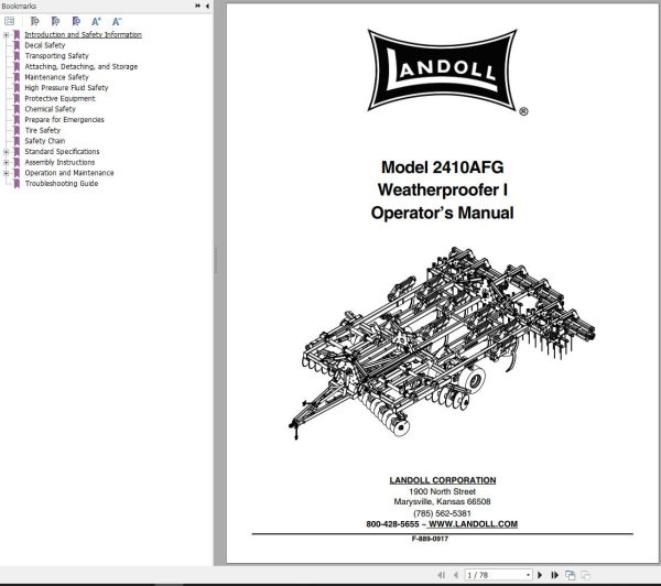 Landoll Weatherproofer I 2410AFG Operator’s Manual F 889 0917