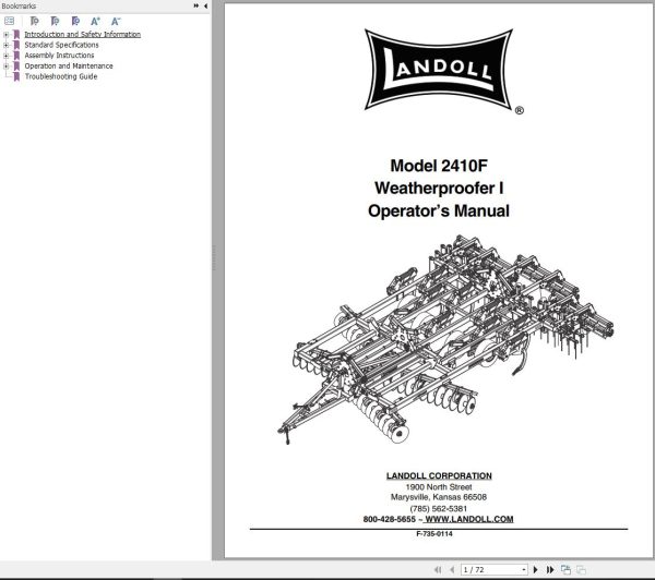 Landoll Weatherproofer I 2410F Operators Manual F 735 0114