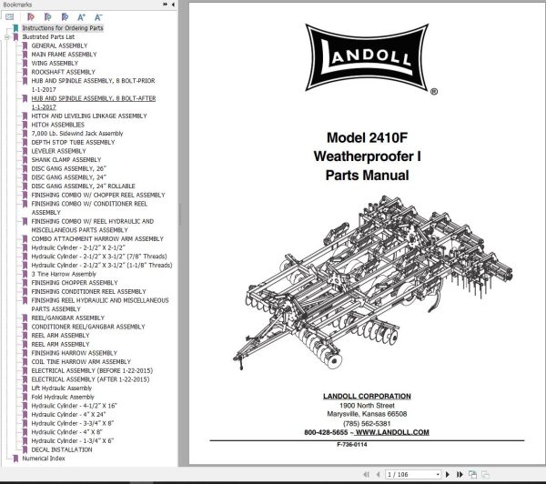 Landoll Weatherproofer I 2410F Parts Manual F 736 0114
