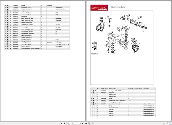Linde Forklift E60 E70 E80 Spare Parts Catalog 2