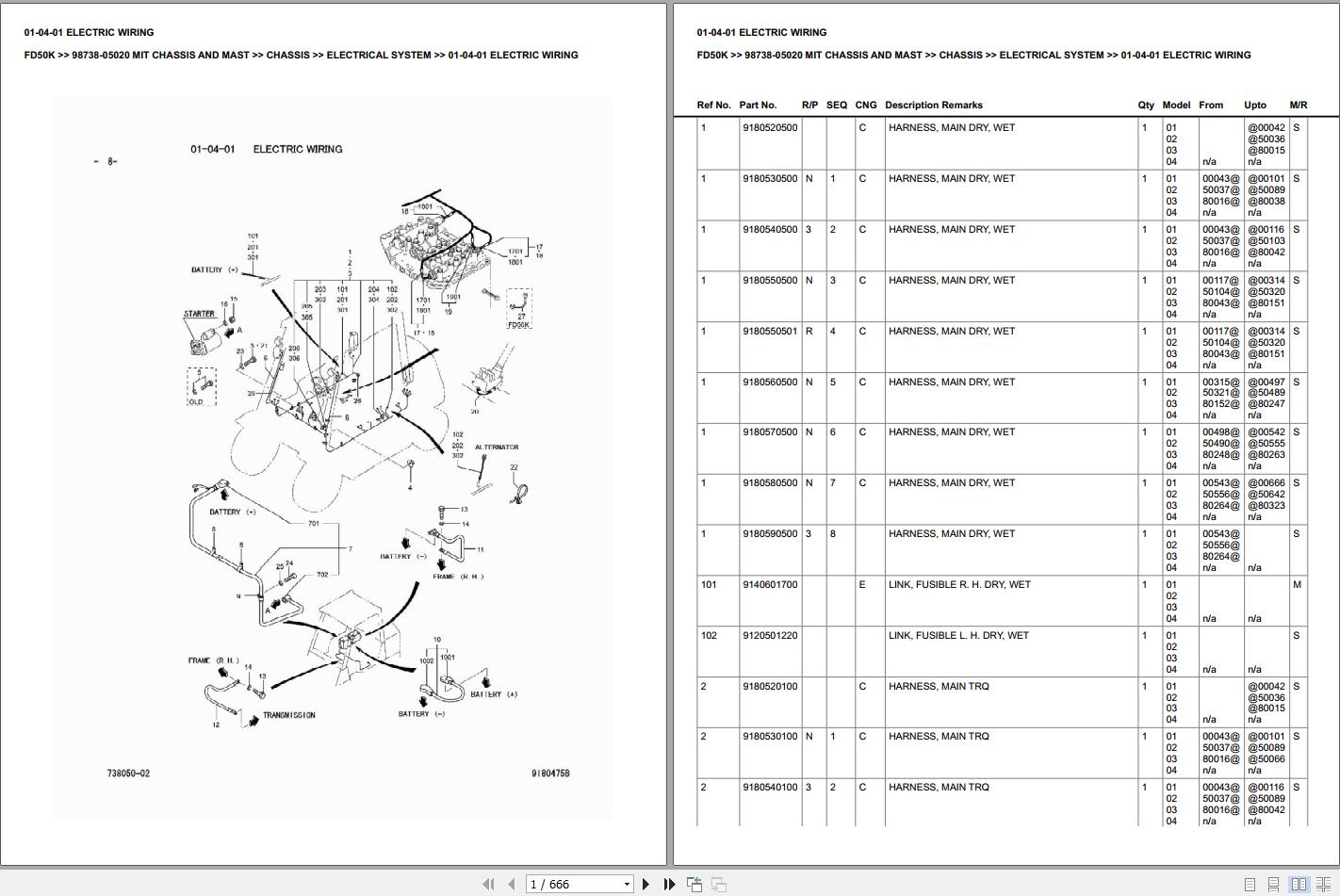 Mitsubishi Forklift FD50K Spare Parts Catalog