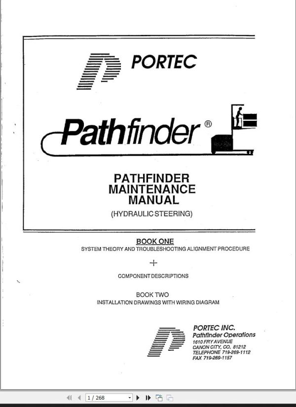 Portec Pathfinder Hydraulic Steering Maintenance Manual