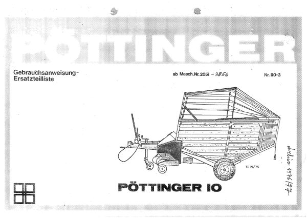 Pottinger Agricultural 10 Parts Catalog