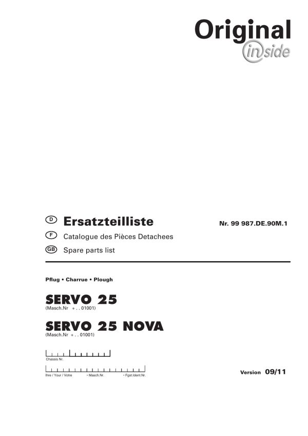 Pottinger Agricultural 25 Nova Parts Catalog