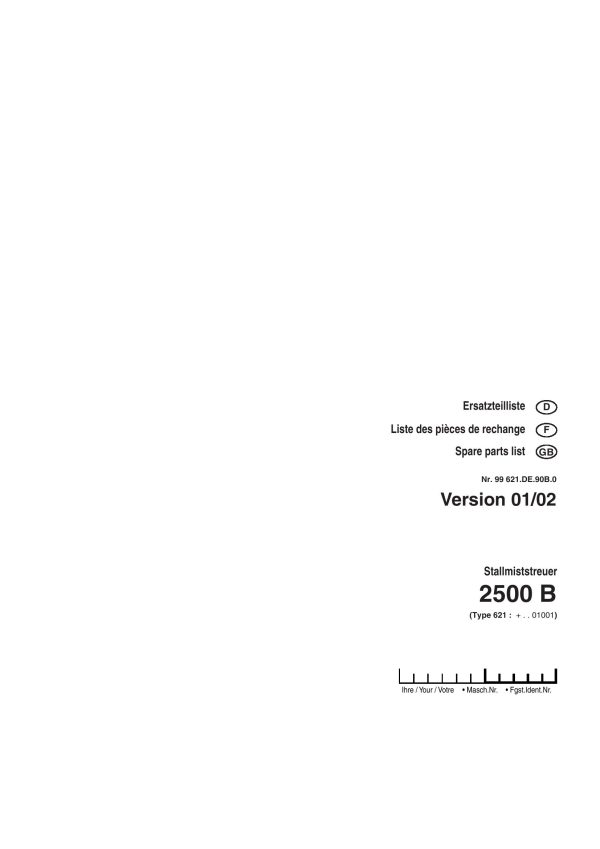 Pottinger Agricultural 2500 B Parts Catalog