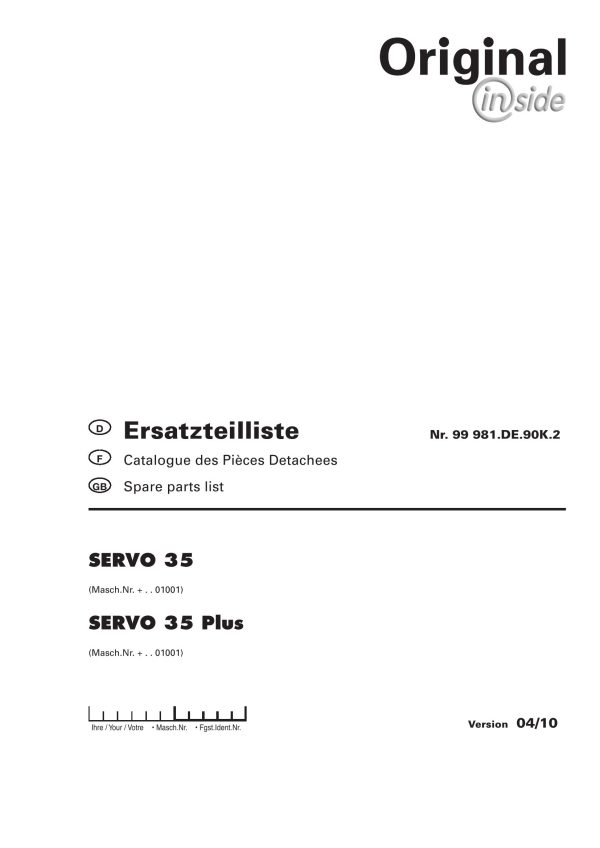 Pottinger Agricultural 35 Plus Parts Catalog