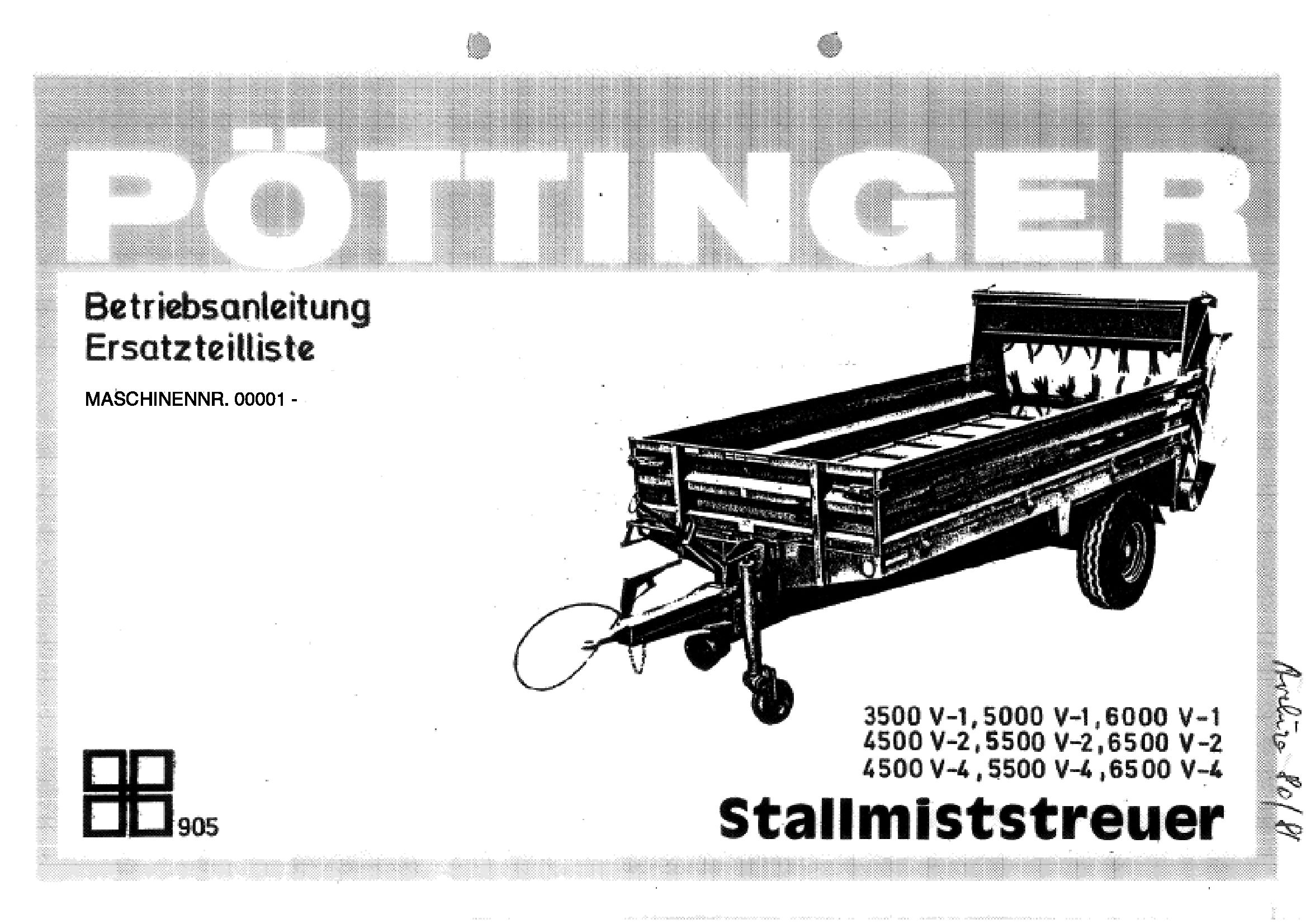 Pottinger Agricultural 3500 to 6500 Parts Catalog