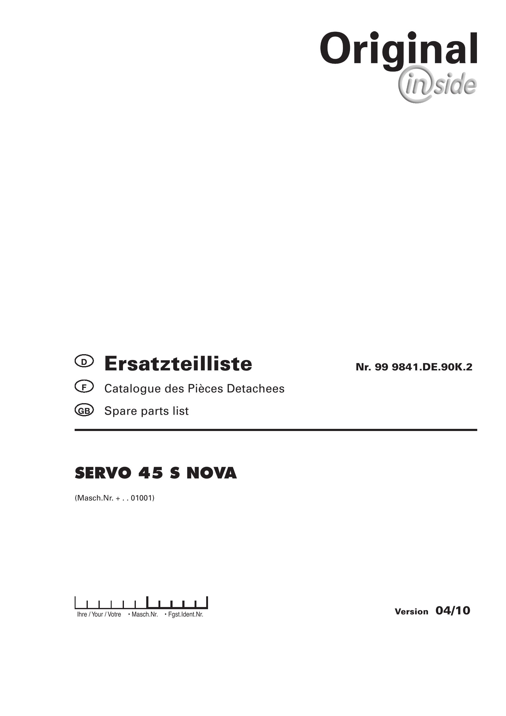 Pottinger Agricultural 45 S Nova Parts Catalog