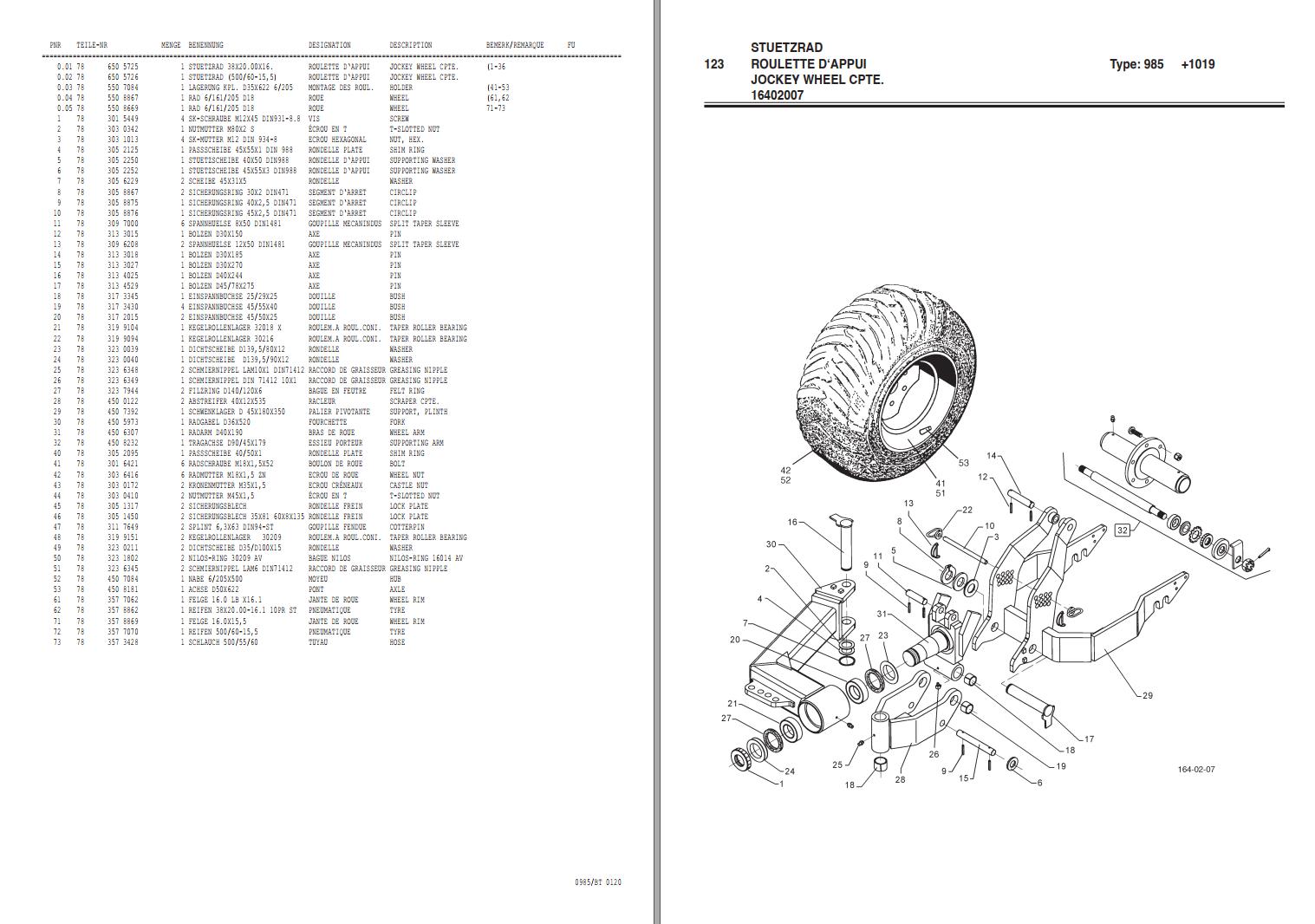 Pottinger Agricultural 65 Nova Parts Catalog