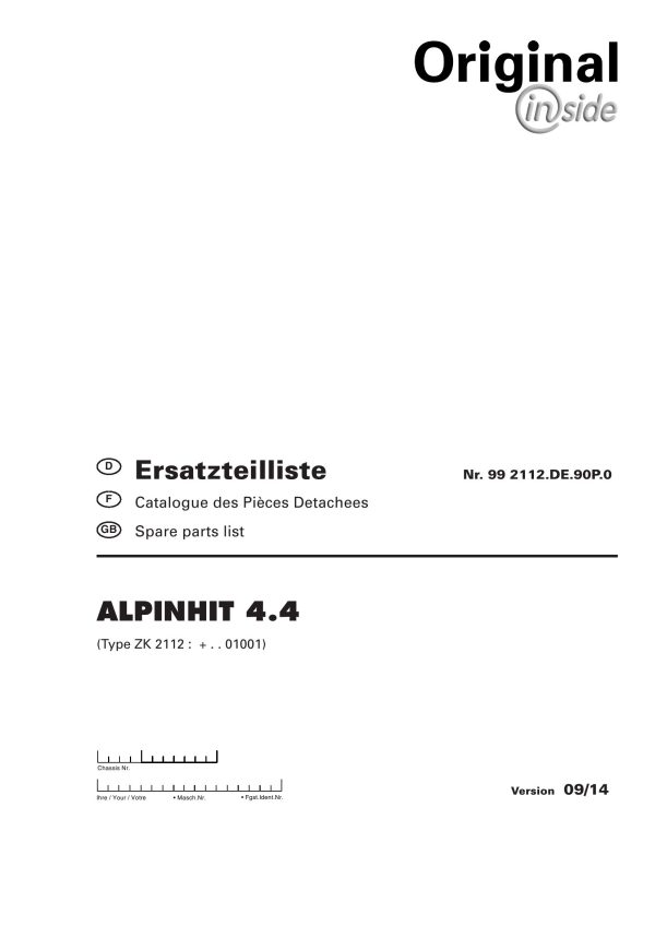 Pottinger Agricultural Alpinhit 4.4 Parts Catalog