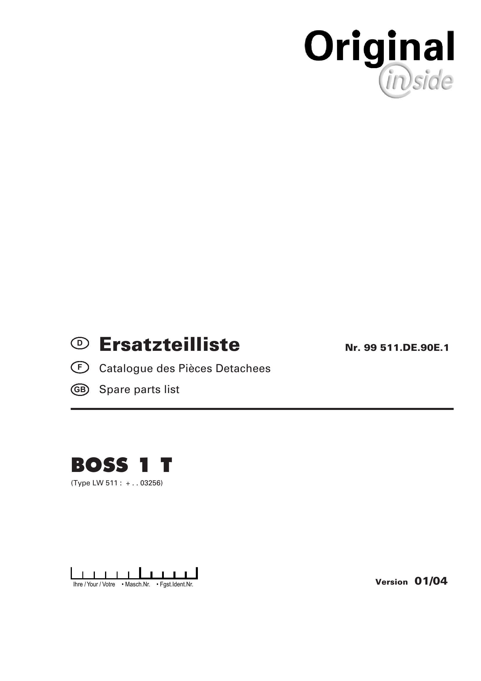 Pottinger Agricultural Boss 1 T Parts Catalog