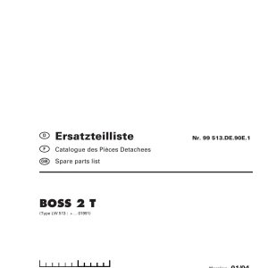 Pottinger Agricultural Boss 2 T Parts Catalog