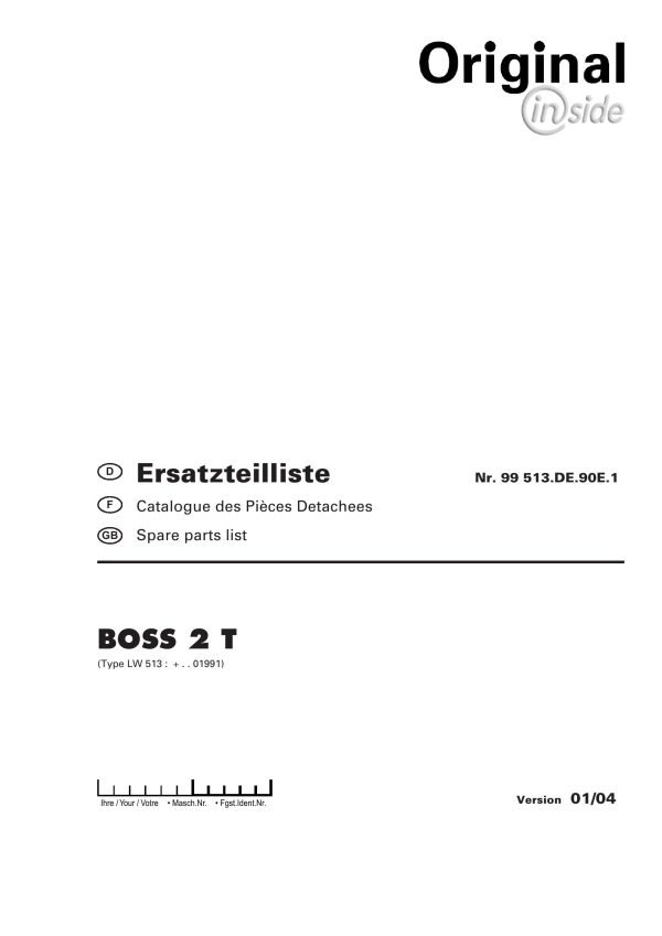 Pottinger Agricultural Boss 2 T Parts Catalog