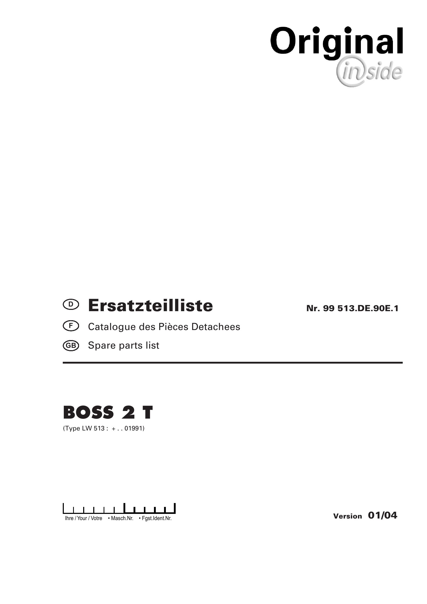 Pottinger Agricultural Boss 2 T Parts Catalog