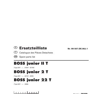 Pottinger Agricultural Boss Junior II T 2 T 22 T Parts Catalog