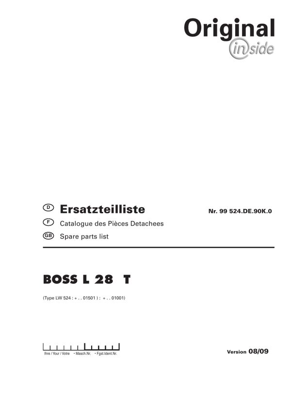 Pottinger Agricultural Boss L 28 T Parts Catalog