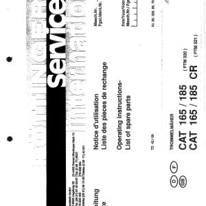 Pottinger Agricultural CAT 165 185 CR Parts Catalog