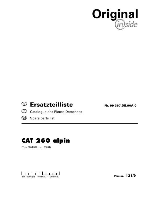 Pottinger Agricultural CAT 260 Alpin Parts Catalog