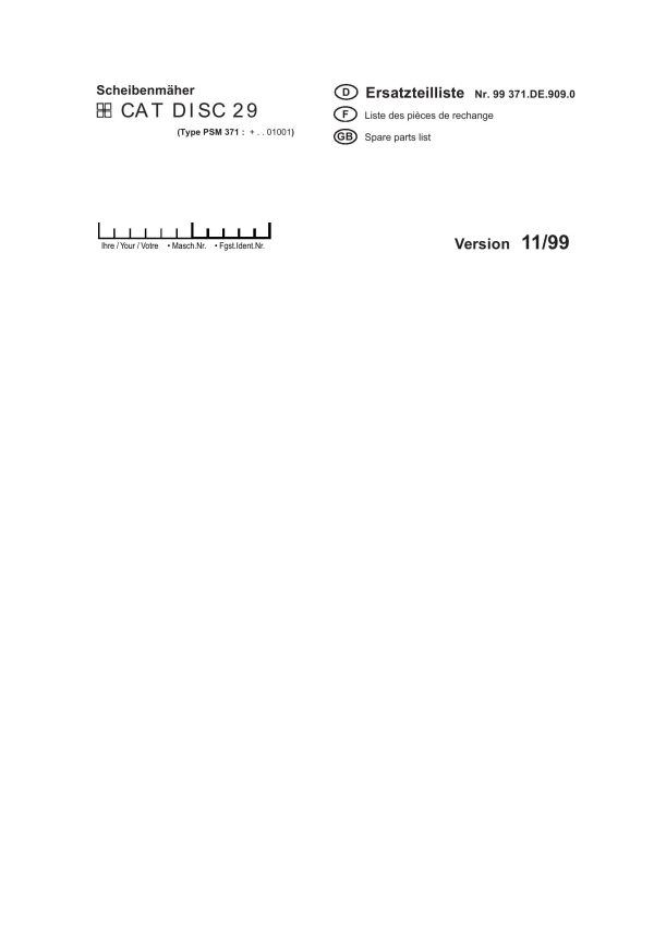 Pottinger Agricultural CAT Disc 29 Parts Catalog