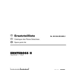 Pottinger Agricultural Ernteboss II Parts Catalog