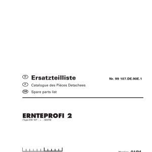 Pottinger Agricultural Ernteprofi 2 Parts Catalog