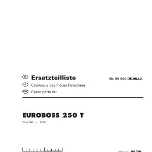 Pottinger Agricultural Euroboss 250 T Parts Catalog