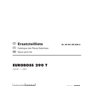 Pottinger Agricultural Euroboss 290 T Parts Catalog