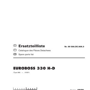 Pottinger Agricultural Euroboss 330 H D Parts Catalog