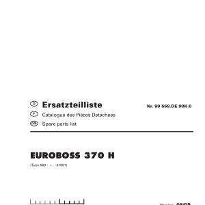 Pottinger Agricultural Euroboss 370 H Parts Catalog