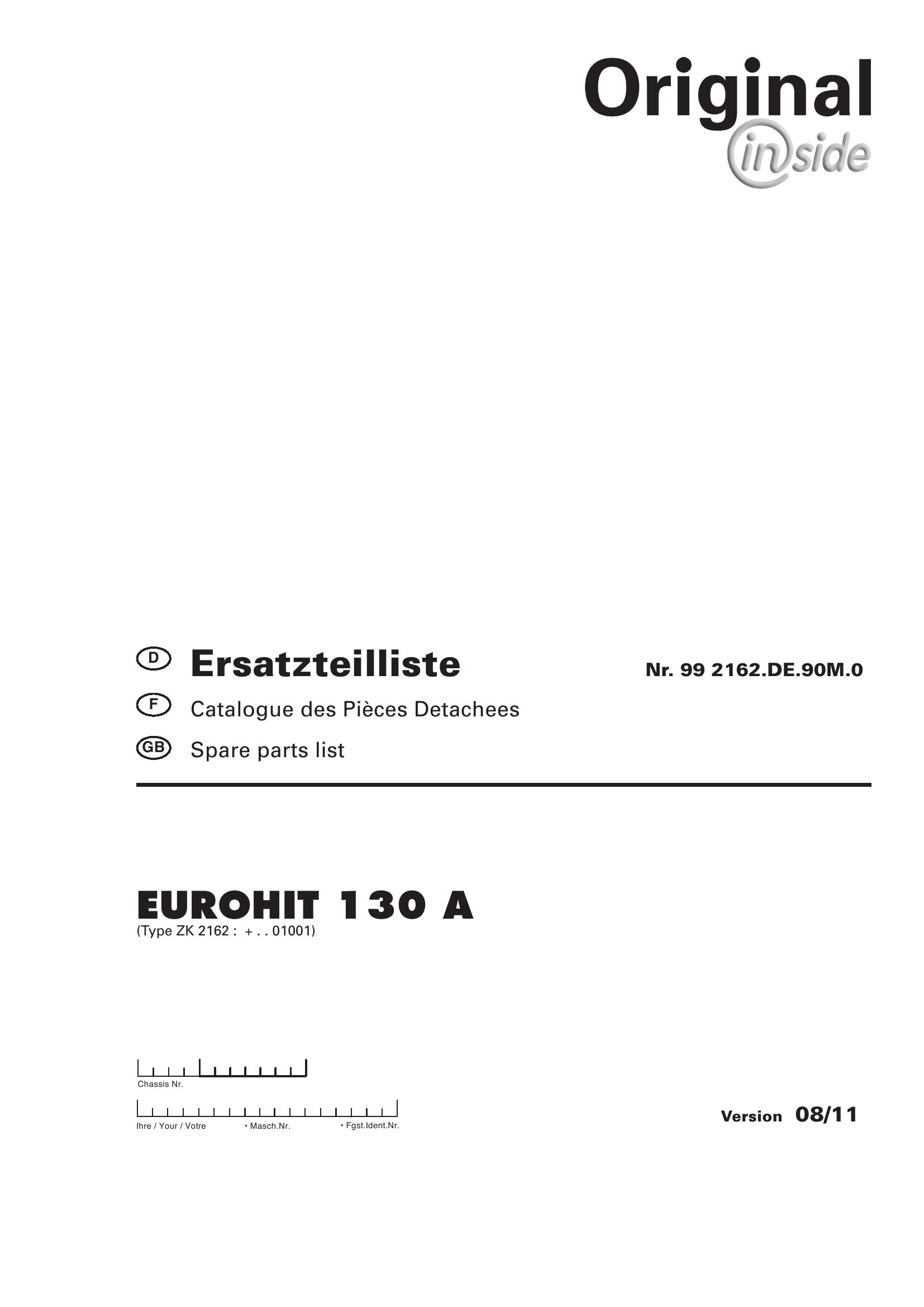 Pottinger Agricultural Eurohit 130 A Parts Catalog