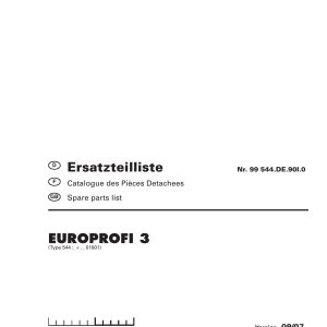 Pottinger Agricultural Europrofi 3 Parts Catalog