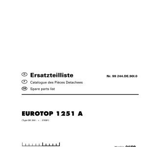 Pottinger Agricultural Eurotop 1251 A Parts Catalog