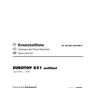 Pottinger Agricultural Eurotop 851 Multitast Parts Catalog