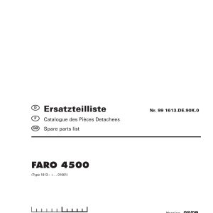 Pottinger Agricultural Faro 4500 Parts Catalog