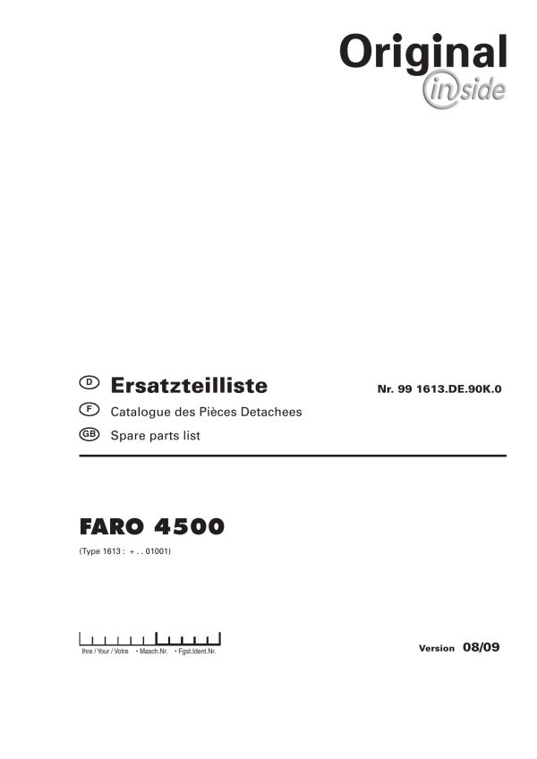 Pottinger Agricultural Faro 4500 Parts Catalog