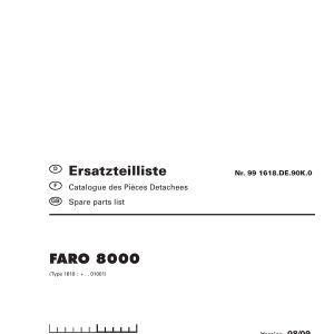 Pottinger Agricultural Faro 8000 Parts Catalog