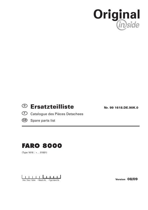 Pottinger Agricultural Faro 8000 Parts Catalog