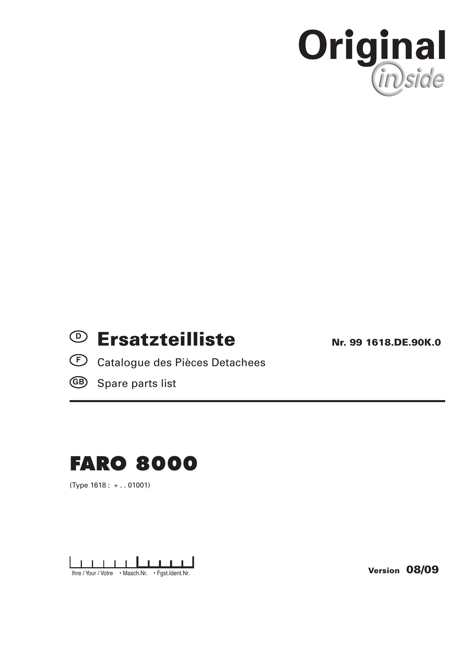 Pottinger Agricultural Faro 8000 Parts Catalog