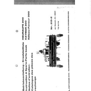 Pottinger Agricultural Heuraupe 200 Parts Catalog