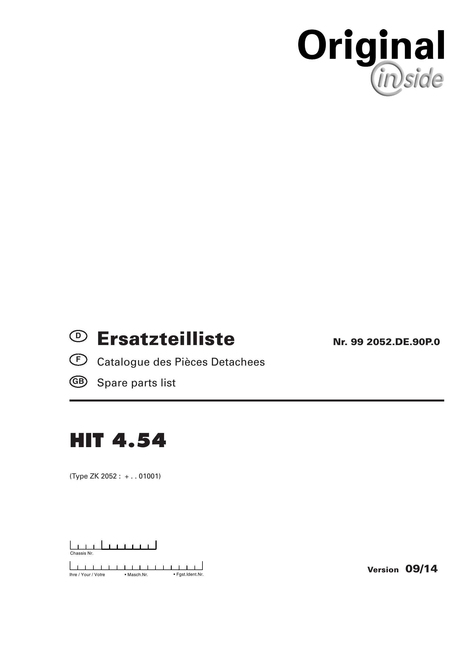 Pottinger Agricultural Hit 4.54 Parts Catalog