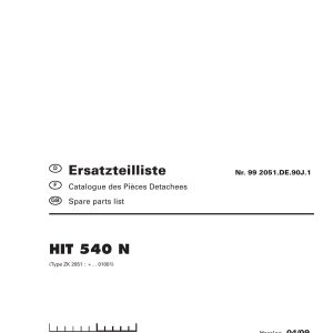 Pottinger Agricultural Hit 540 N Parts Catalog