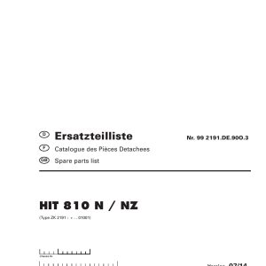 Pottinger Agricultural Hit 810 N NZ Parts Catalog