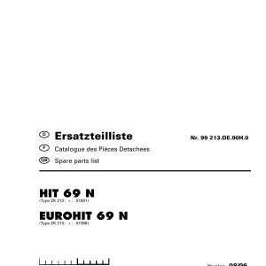 Pottinger Agricultural Hit Eurohit 69 N Parts Catalog
