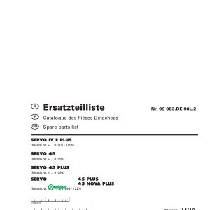 Pottinger Agricultural IV E 45 Nova Plus Parts Catalog