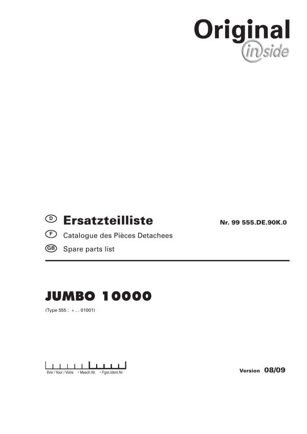 Pottinger Agricultural Jumbo 10000 Parts Catalog