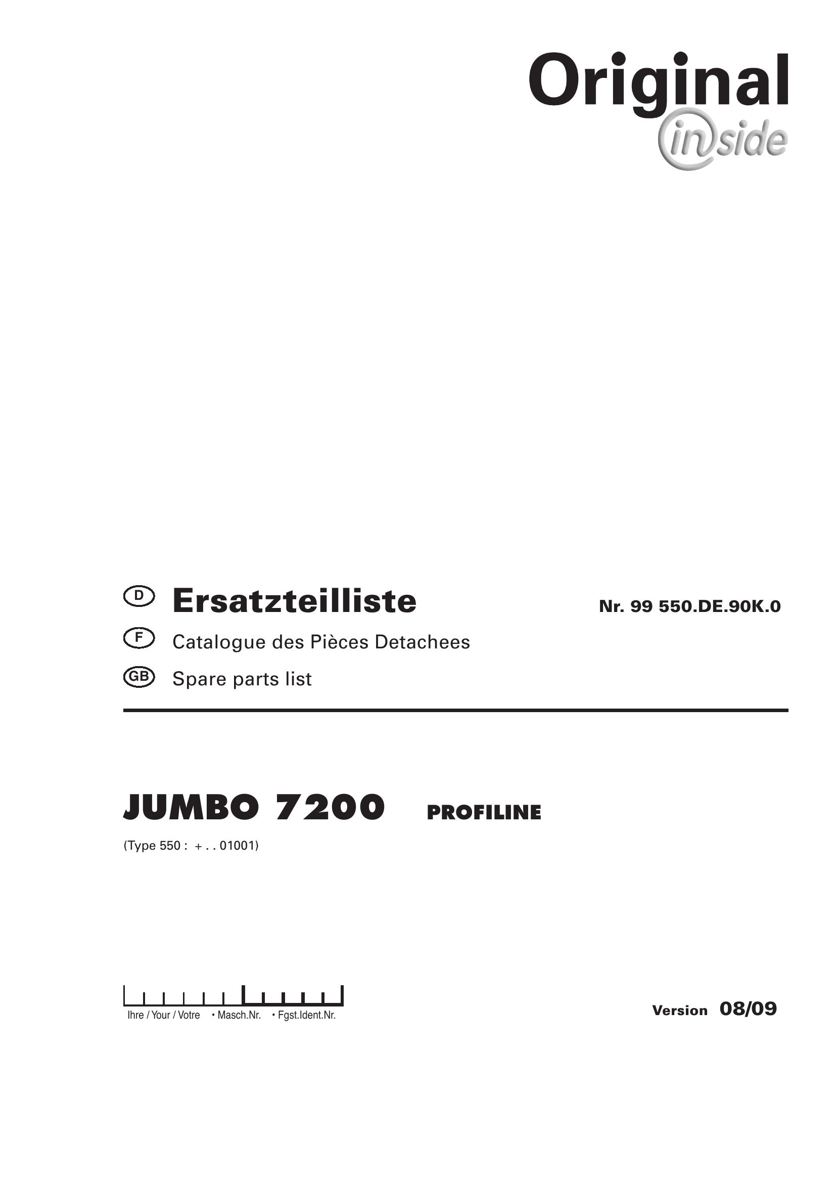 Pottinger Agricultural Jumbo 7200 Profiline Parts Catalog